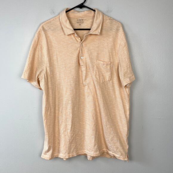 J. Crew Factory Other - J. Crew Factory Striped Slub‎ Jersey Pocket Polo Shirt Orange Stripe Cotton XXL